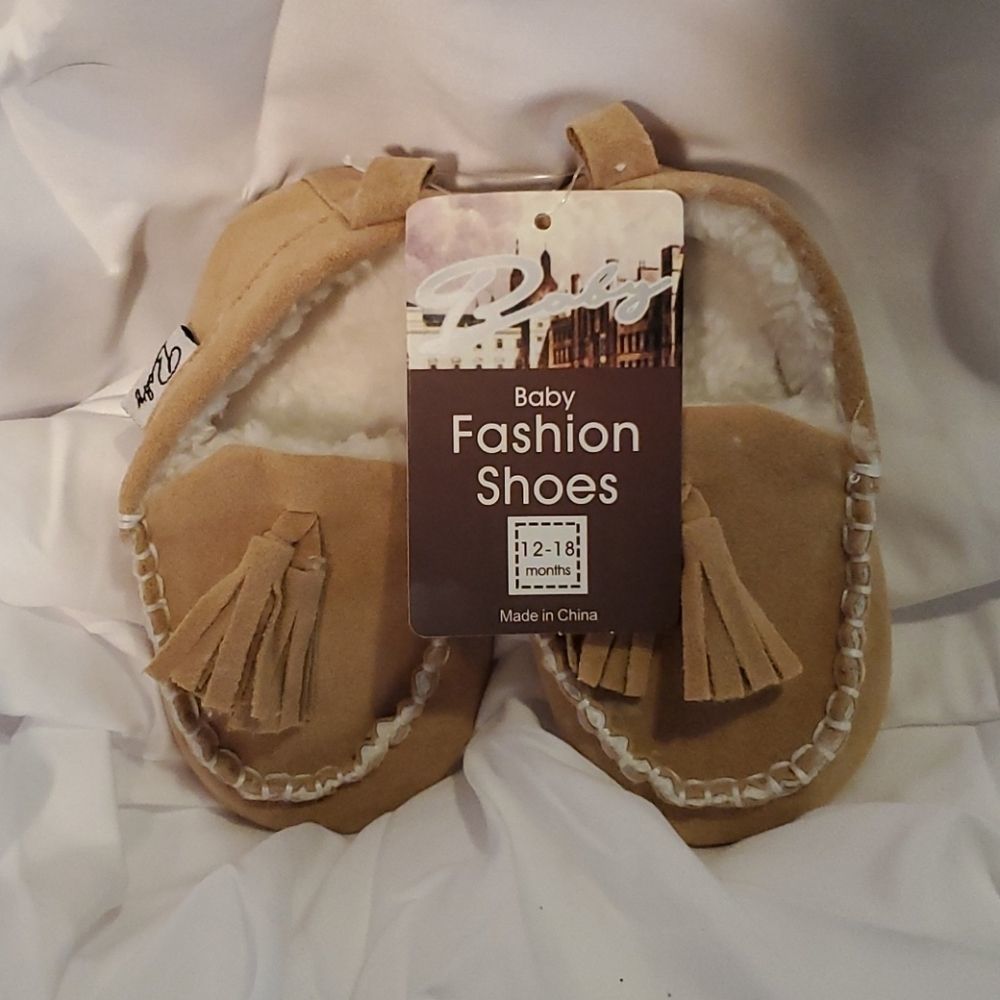 Baby Tan Fashion Moccasins - Size 12-18 Months